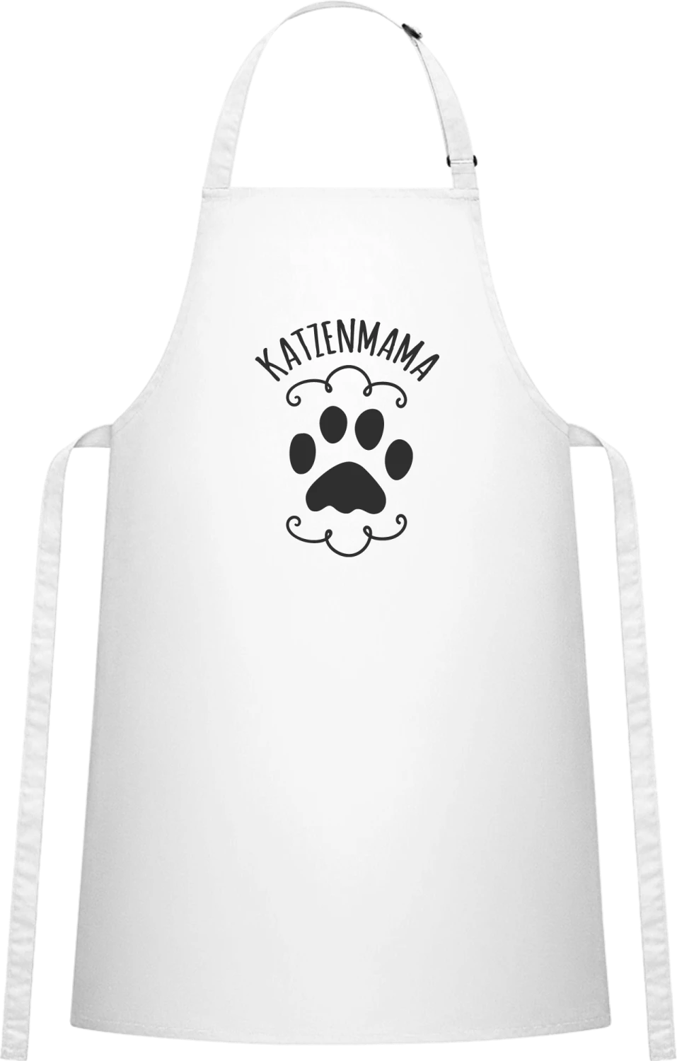 Katzenmama - White Cotton Bib Apron - Front