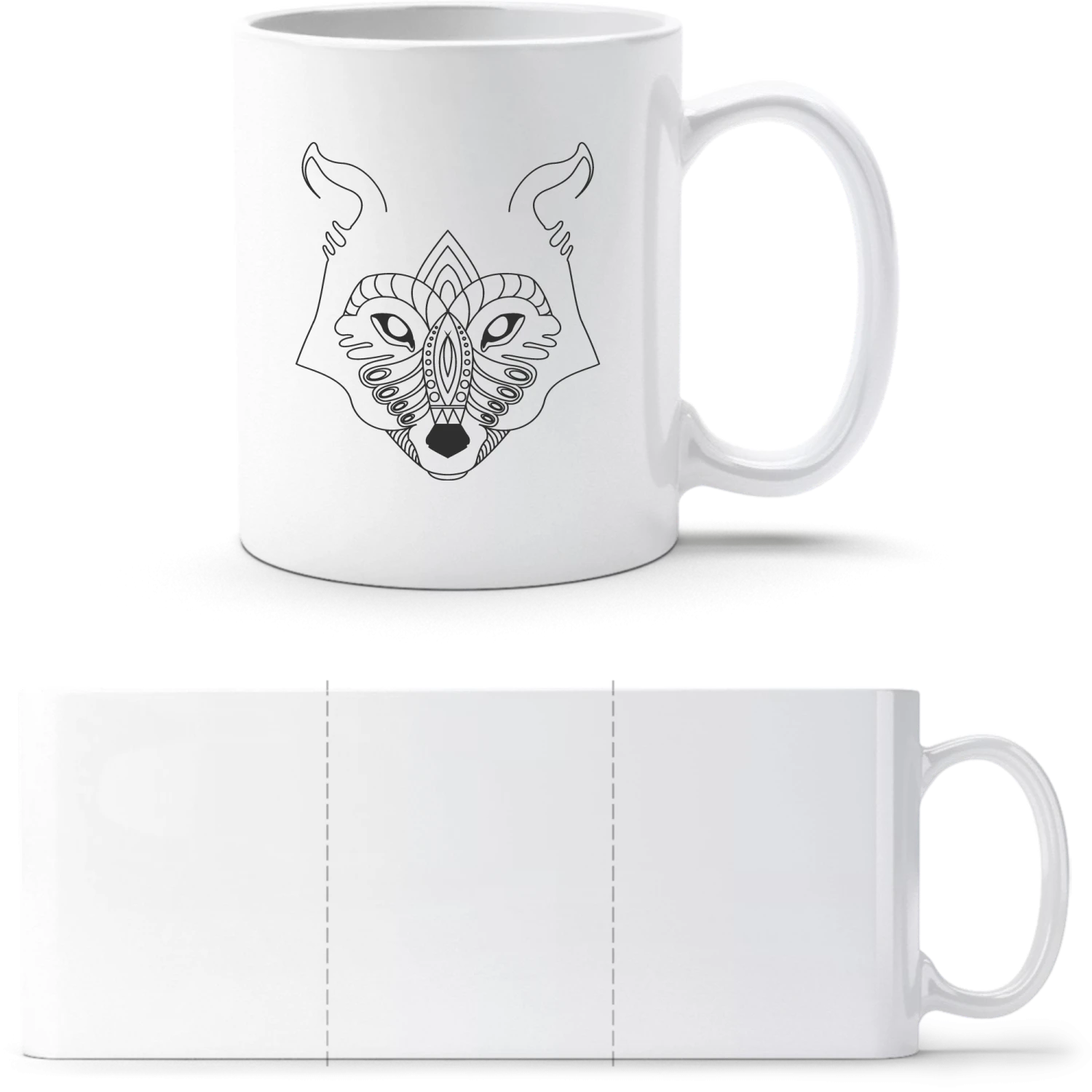 Mandala Fox Head - White White mug - front