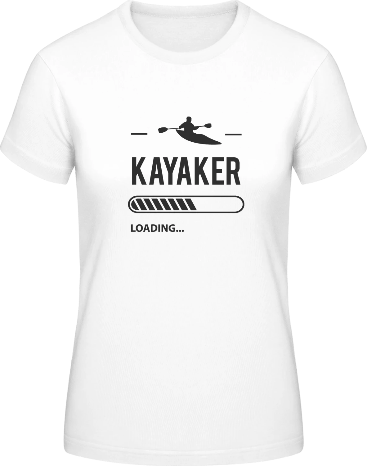 Kayaker Loading - White #E190 women T-Shirt - Front