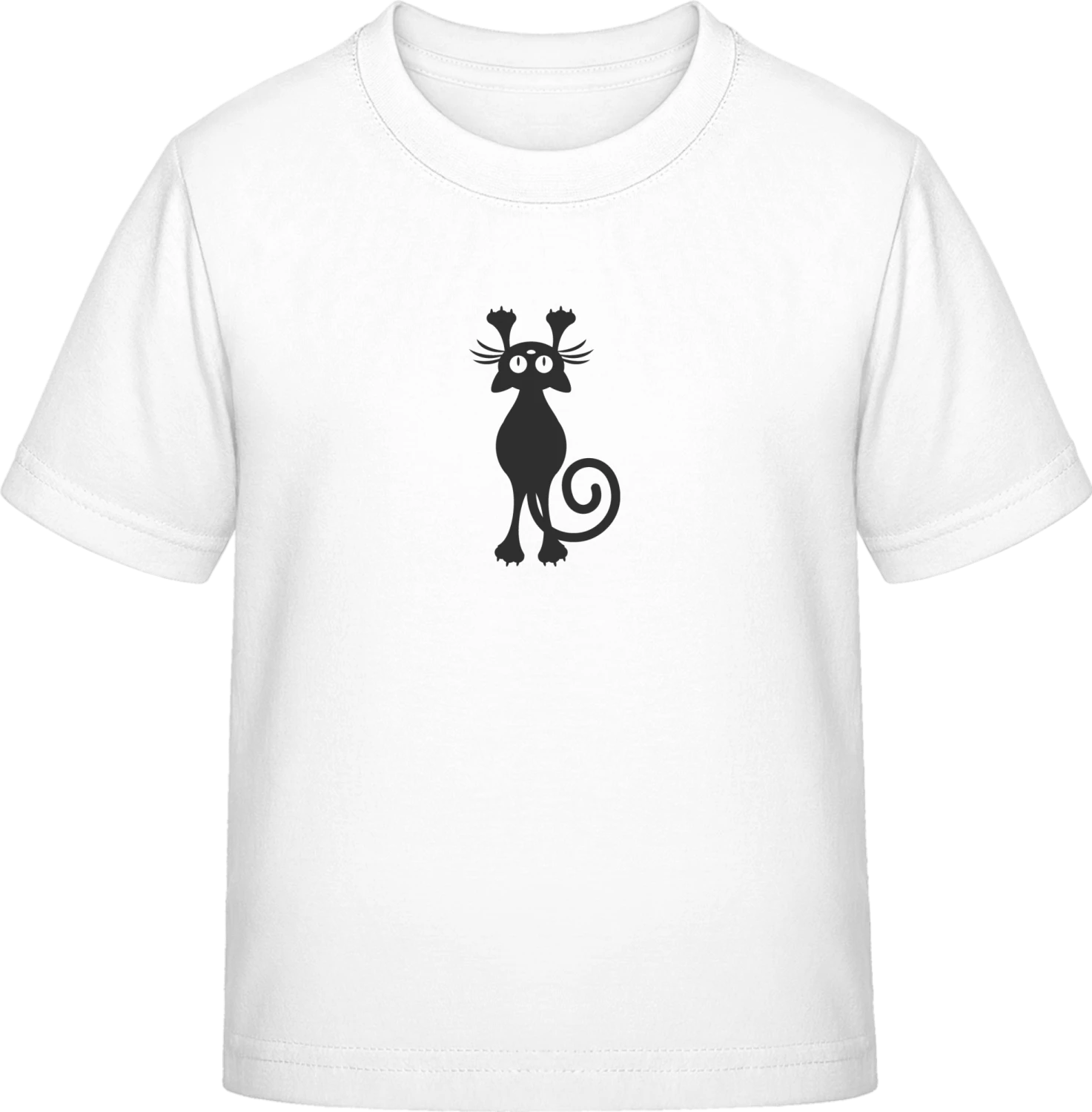 Scratching Cat Silhouette - White Exact 190 Kids - Front