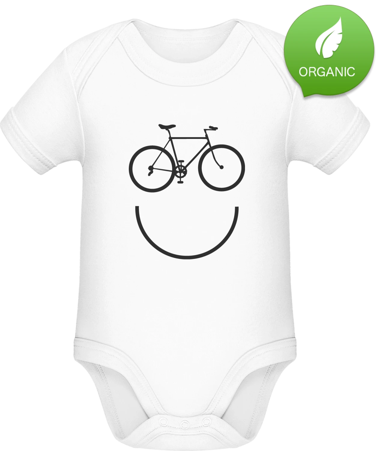 Cylist Smiley - White Organic Bodysuit - Front