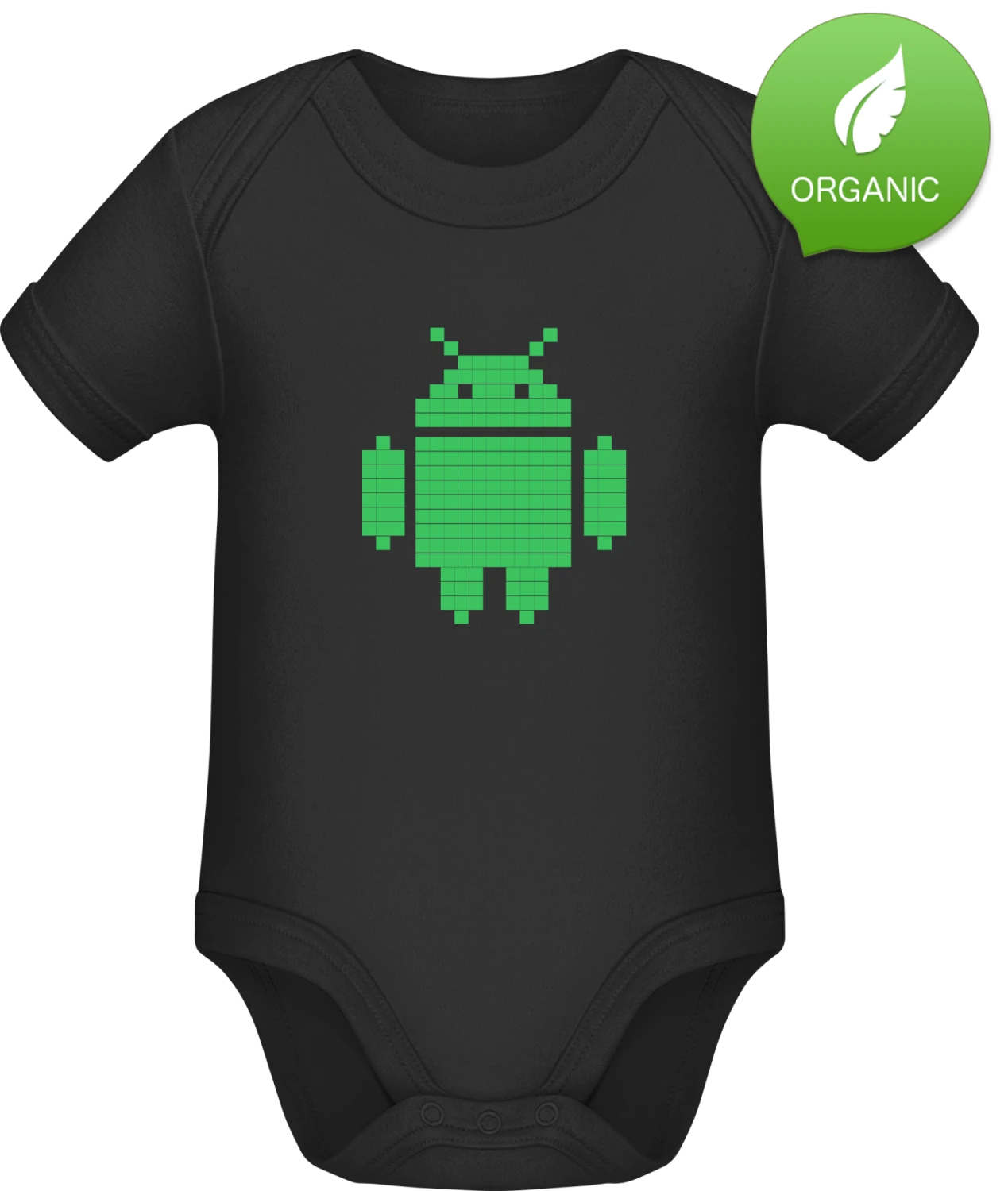 Android Robot - Black Organic Bodysuit - Front