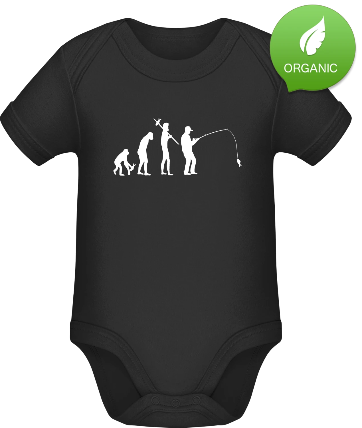 Fishing Evolution - Black Organic Bodysuit - Front