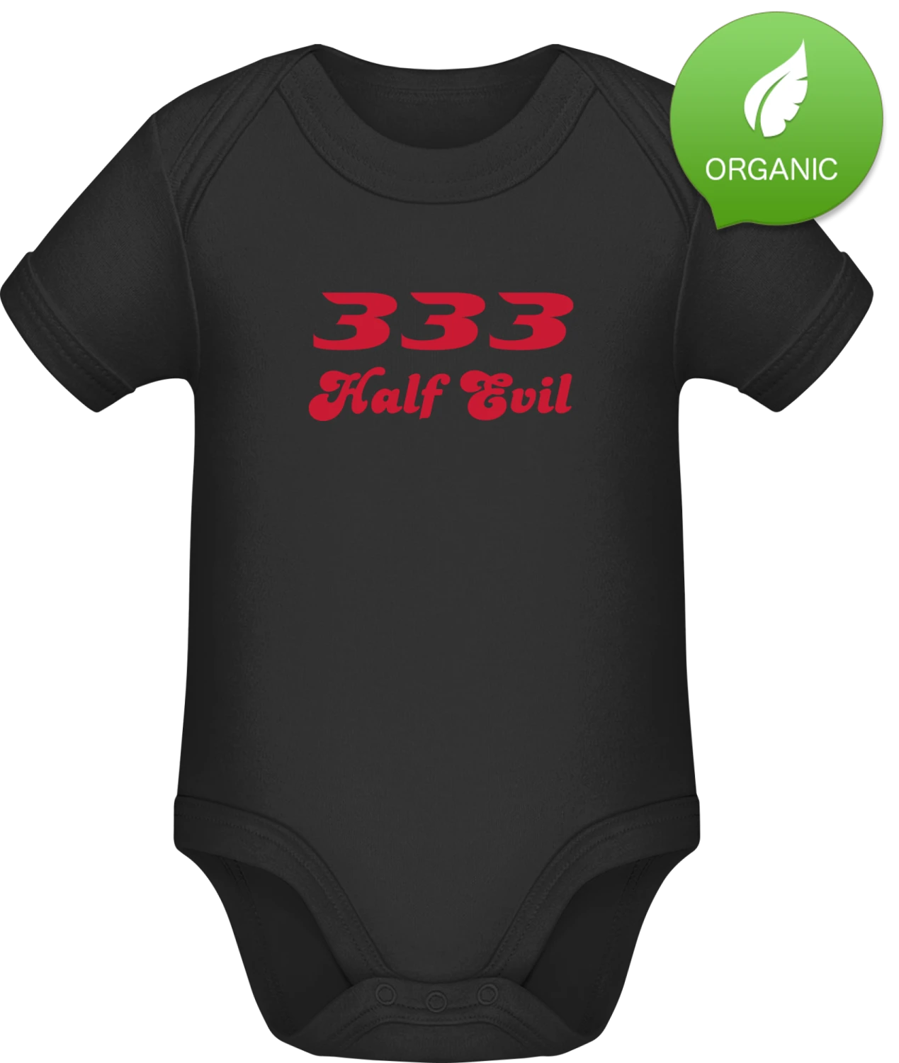 333 Half Evil - Black Organic Bodysuit - Front
