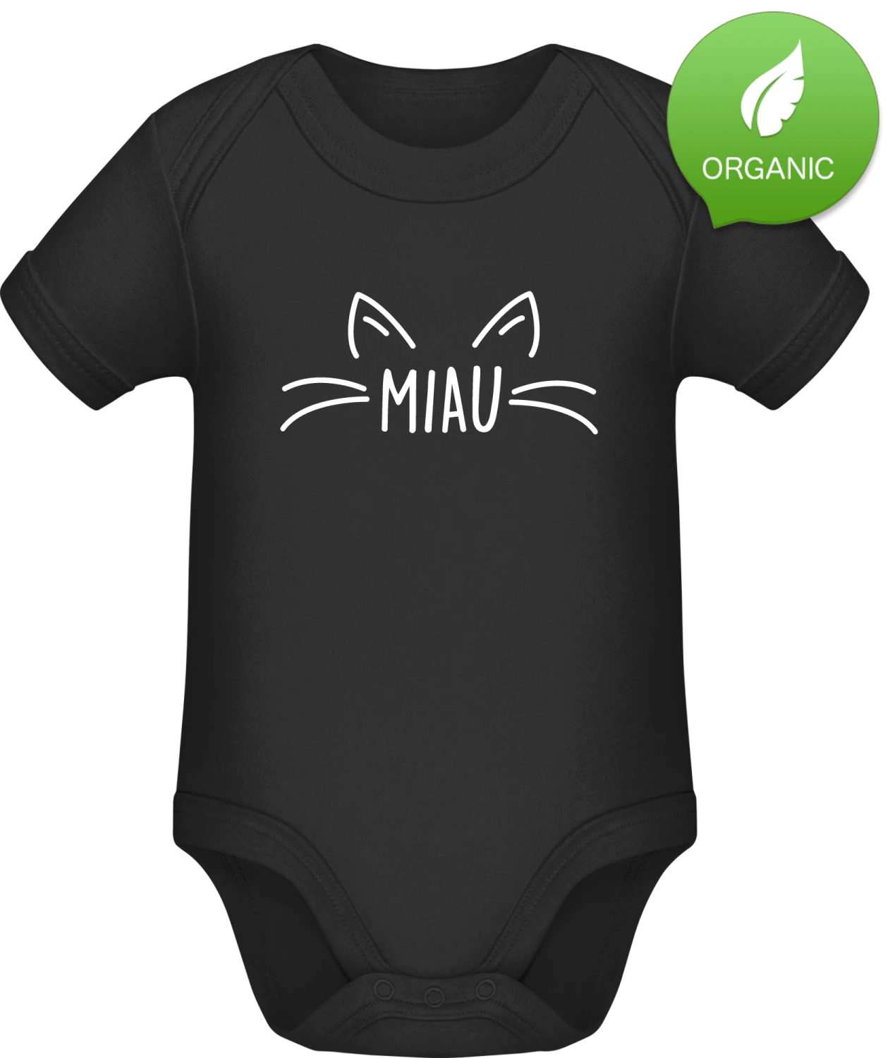 Miau - Black Organic Bodysuit - Front