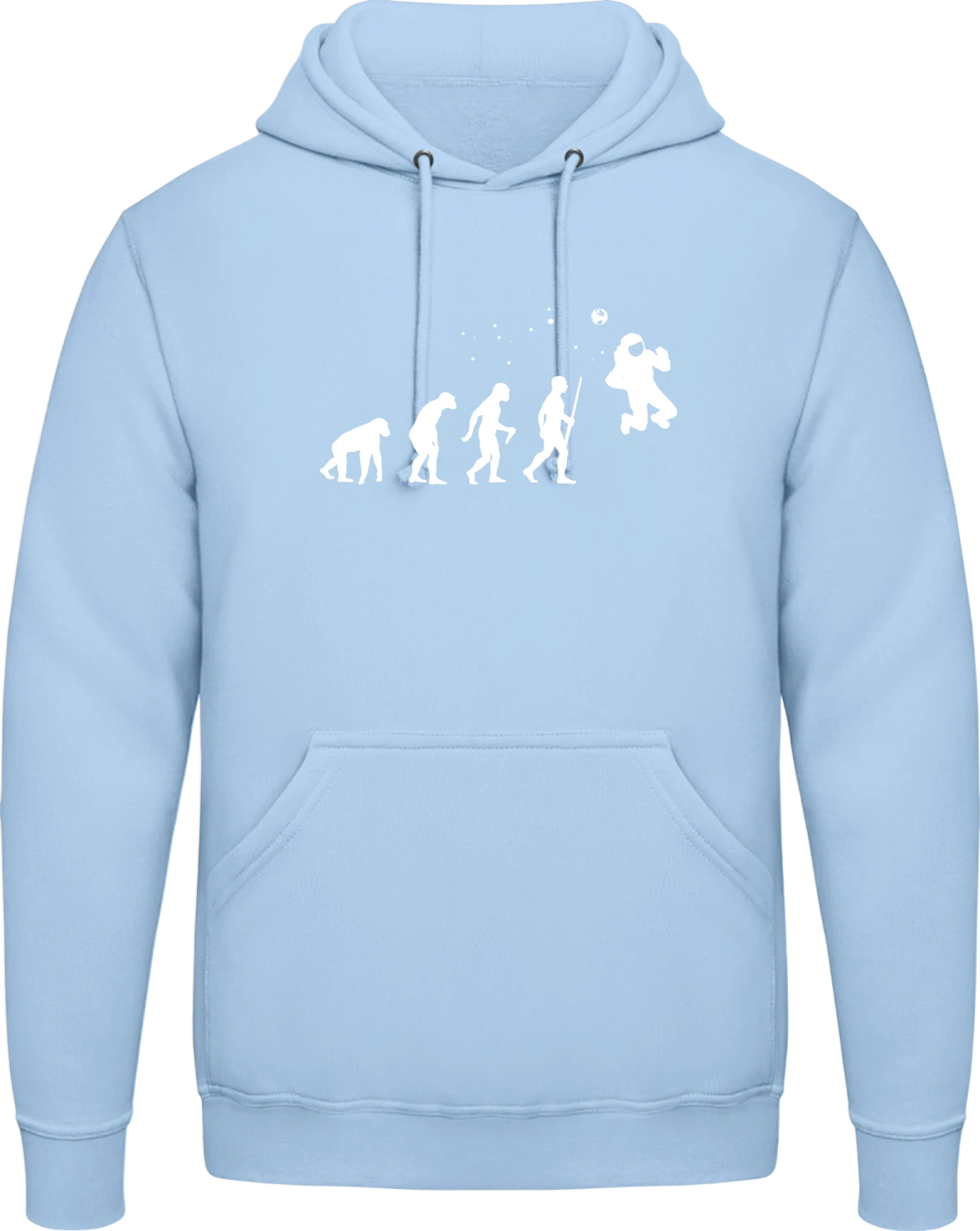 Cosmonaut Evolution - Sky Blue AWDis man hoodie - Front