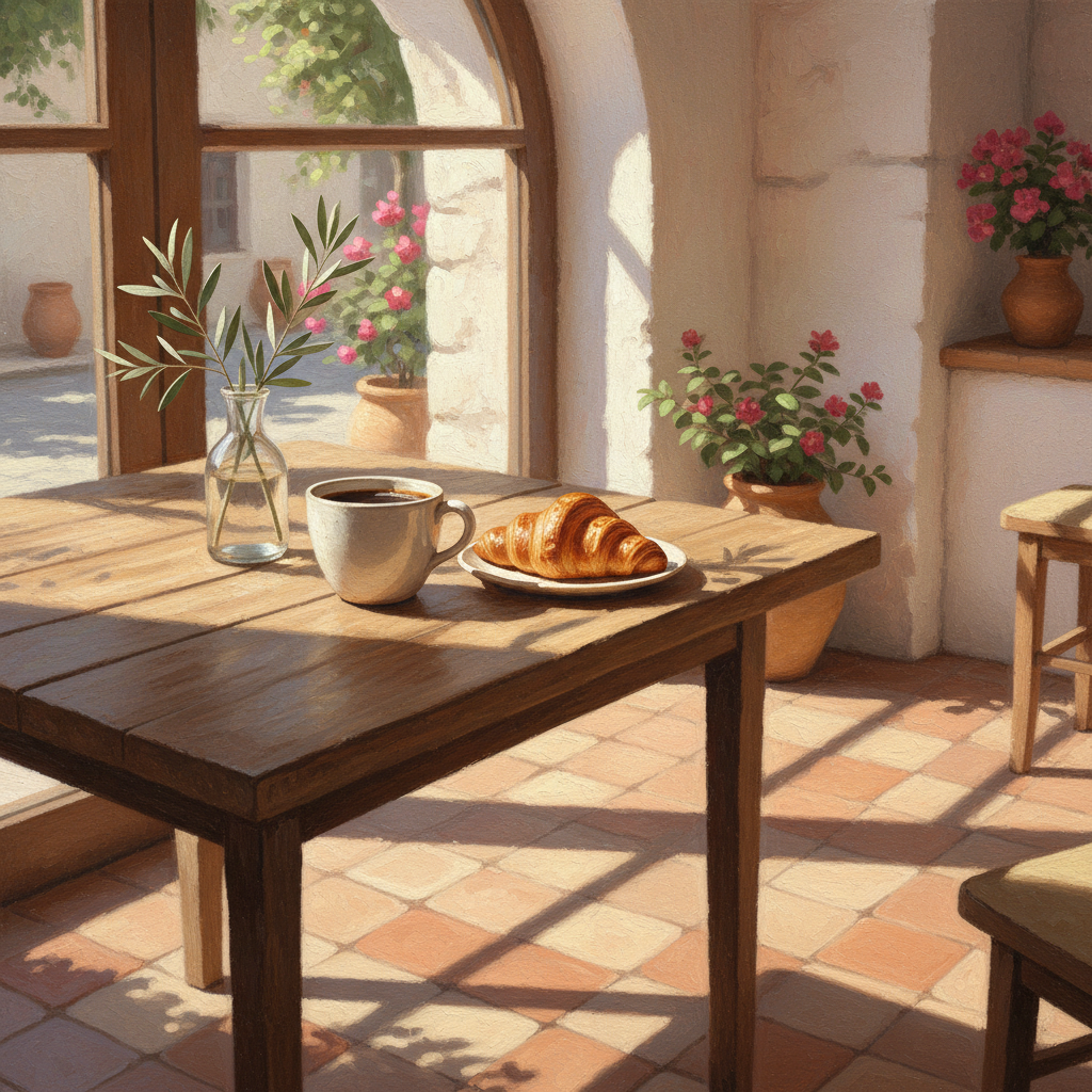 Sun-Kissed Mediterranean Morning Cafe