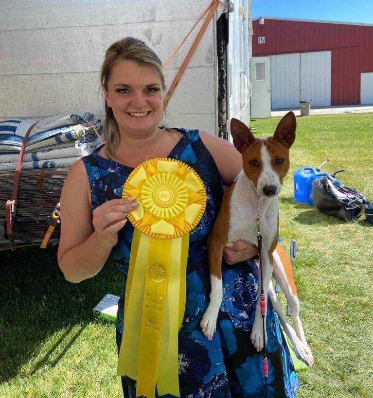 Rowan Baggenstos and ‘Jane’ the Basenji (CH Khani’s Pride And Prejudice)