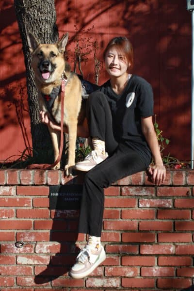 young woman with a German Shepher Dog