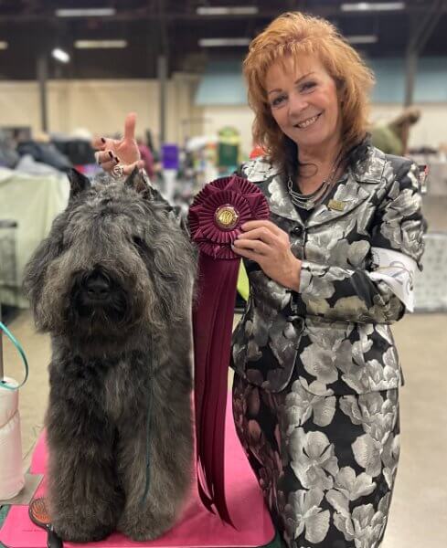 Cindi Christman with her dog at the dog show.