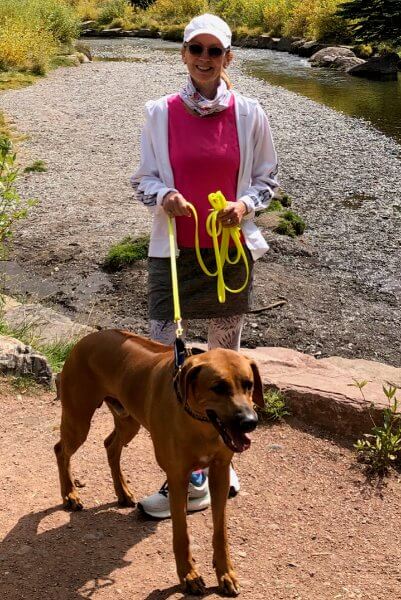 Karen Pipkin with a Graceridge Rhodesian Ridgeback "Johnny"