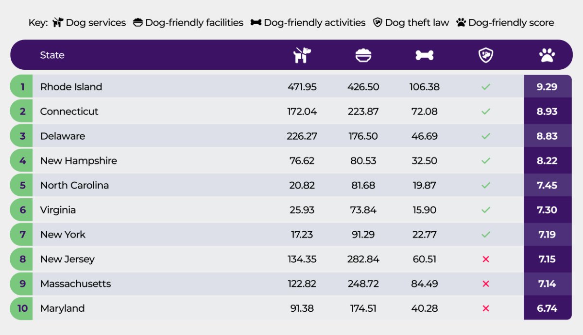 The most dog-friendly states in the USA
