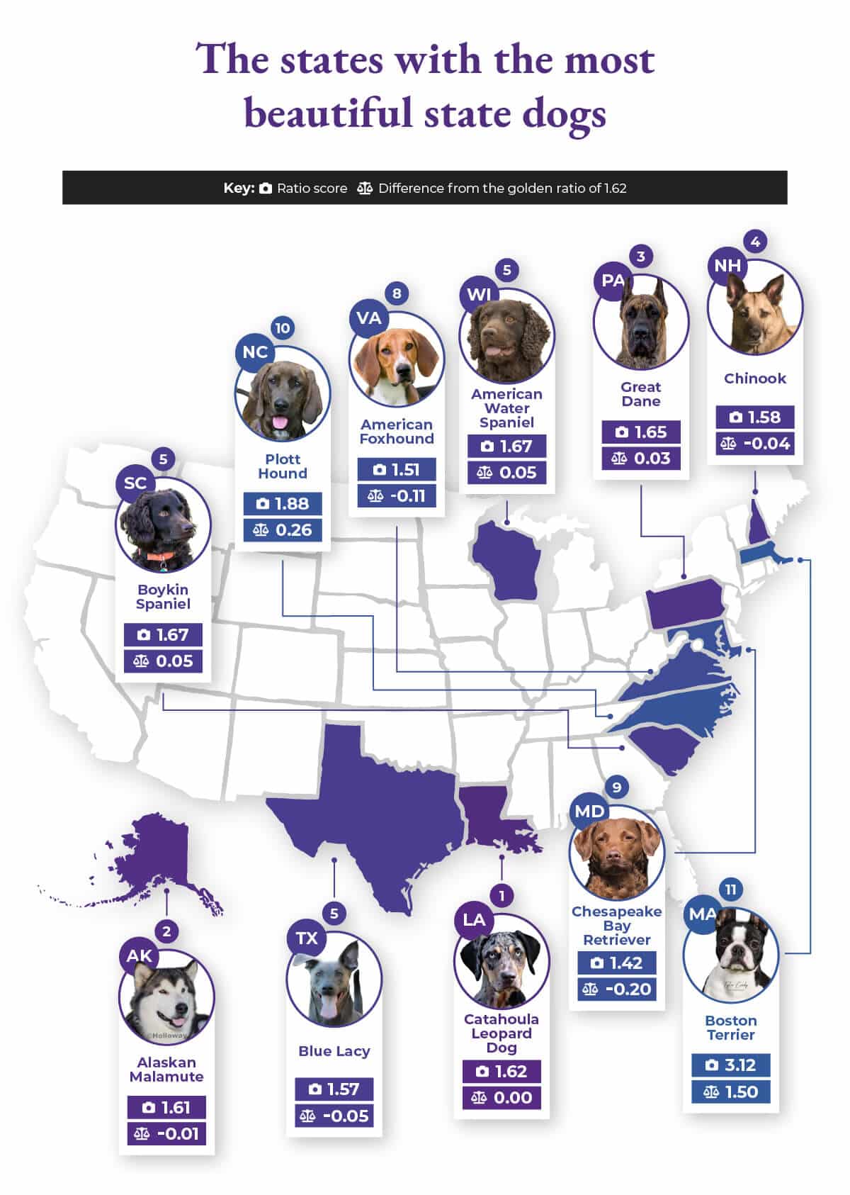 The states with the most beautiful state dogs