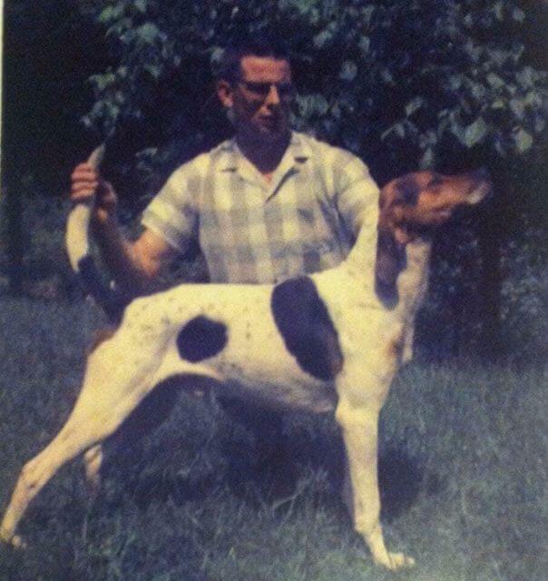 Mac”, my family’s first registered Treeing Walker Coonhound, and my grandfather, Johnny Vanover, Jr. in 1961.