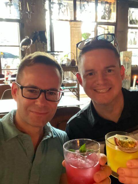 Joseph Buchanan and his husband, Stephen, enjoying time in Barcelona in 2022