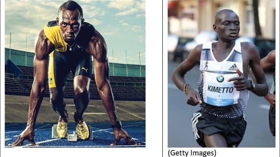 Figure 1. Usain Bolt (left) and Dennis Kimetto (right)
