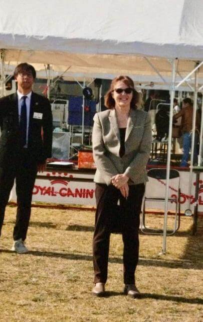 Grace Fritz judging in Japan.
