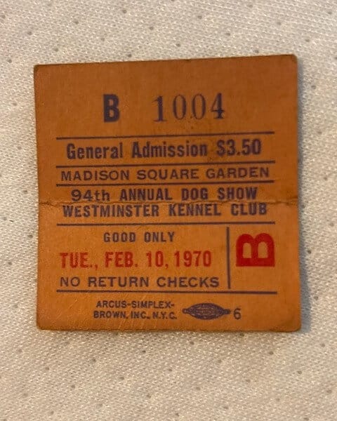 1970 ticket stub from Westminster