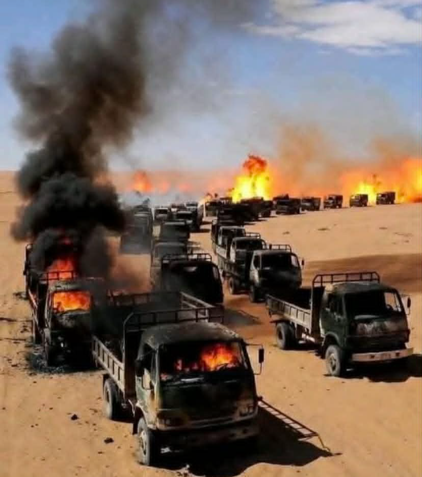 صورة مولّدة بالذكاء الاصطناعي تُتداول على أنها شاحنات دعم سريع محترقة في السودان