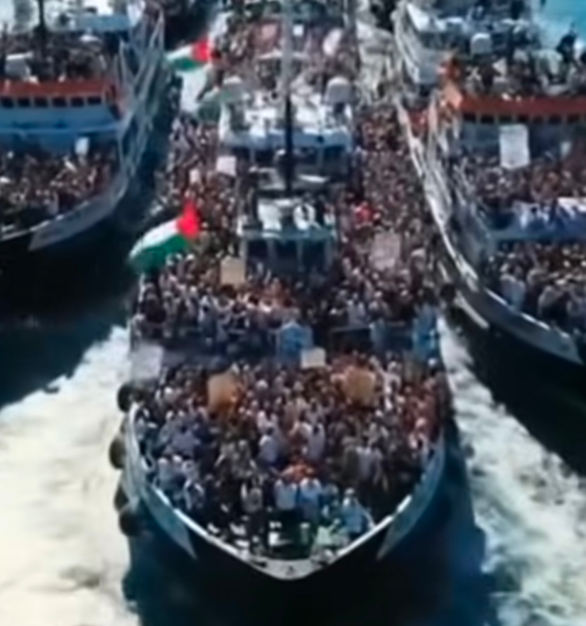 فيديو “أسطول الصمود المتجه إلى غزة” مولّد بالذكاء الاصطناعي