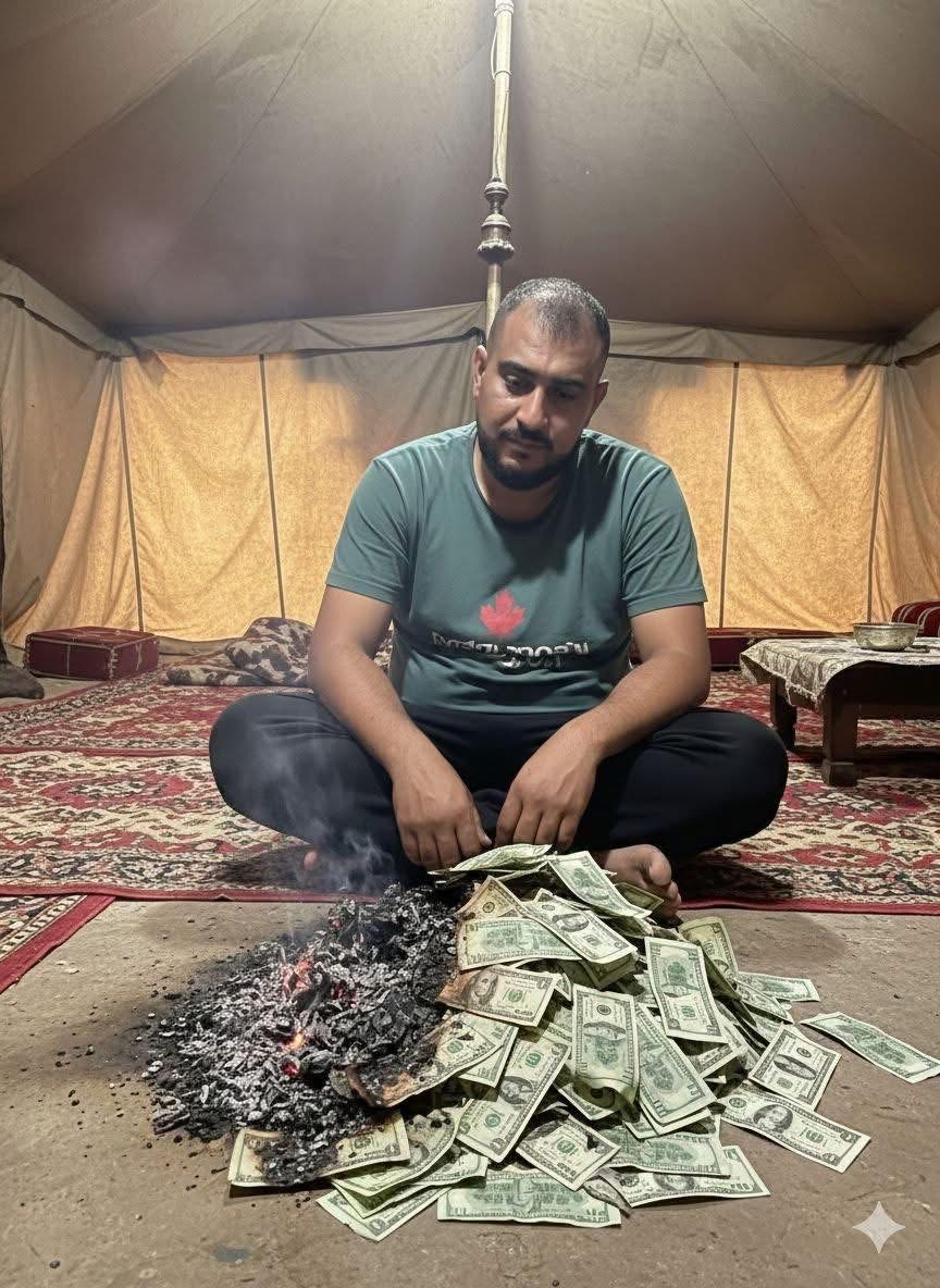 صورة وخبر حرق طفل لمبلغ 9 آلاف شيكل في غزة غير صحيحين