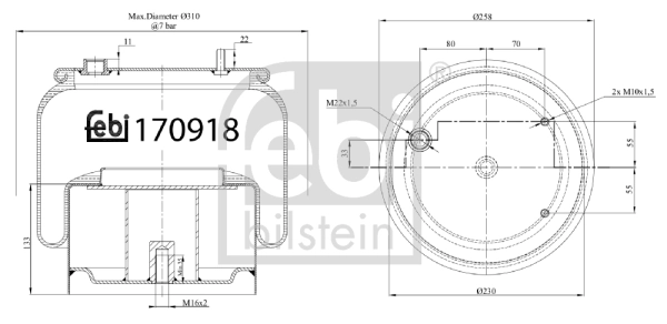 Soufflet de suspension, suspension pneumatique