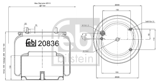 Soufflet de suspension, suspension pneumatique