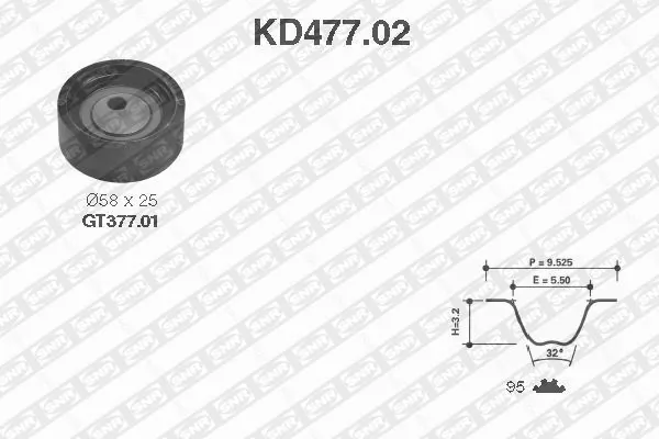 Kit de courroie crantée SNR KD477.02