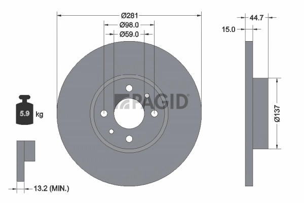 Disque de frein PAGID 50374