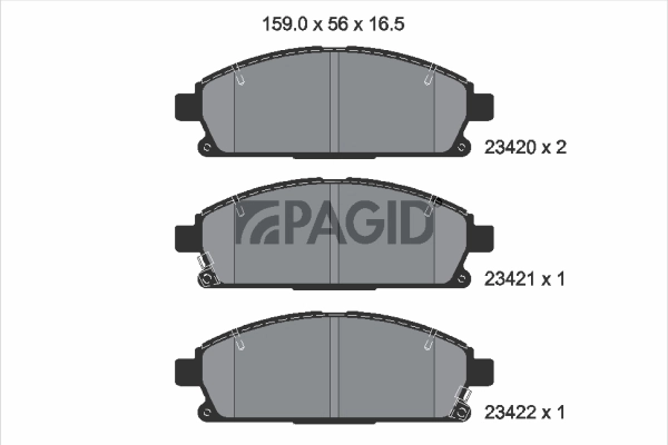 Kit de plaquettes de frein, frein à disque PAGID T1273