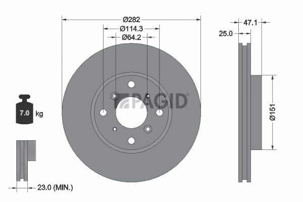 Disque de frein PAGID 50350