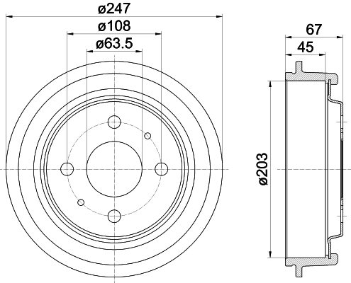 Tambour de frein PAGID 61001