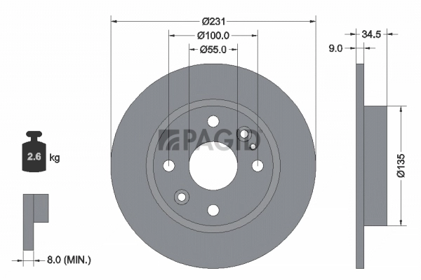 Disque de frein PAGID 50254