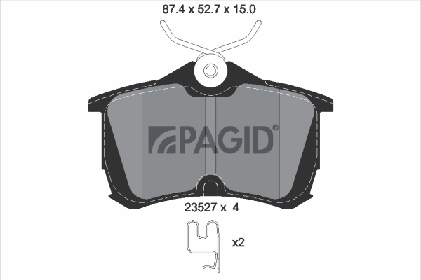 Kit de plaquettes de frein, frein à disque PAGID T1255