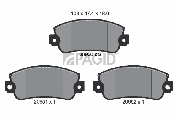 Kit de plaquettes de frein, frein à disque PAGID T0624