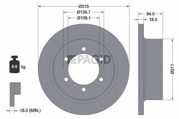 Disque de frein PAGID 50238