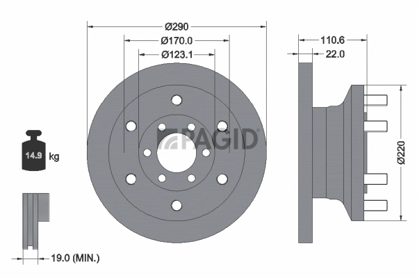 Disque de frein PAGID 54754