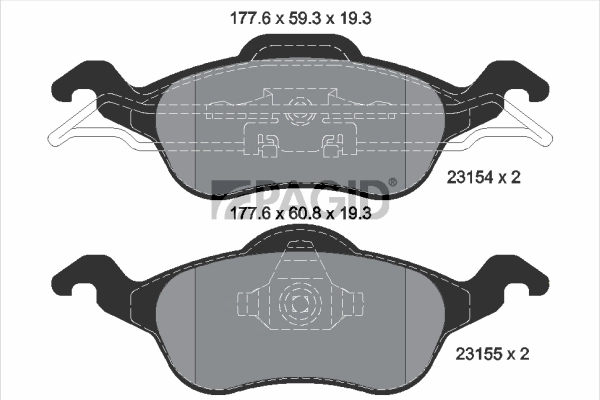 Kit de plaquettes de frein, frein à disque PAGID T1167