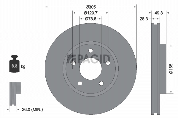Disque de frein PAGID 50268