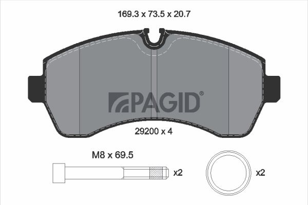Kit de plaquettes de frein, frein à disque PAGID T5171