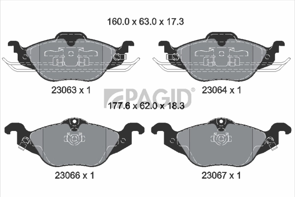 Kit de plaquettes de frein, frein à disque PAGID T1164