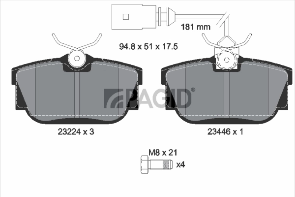Kit de plaquettes de frein, frein à disque PAGID T5137