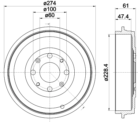 Tambour de frein PAGID 61452