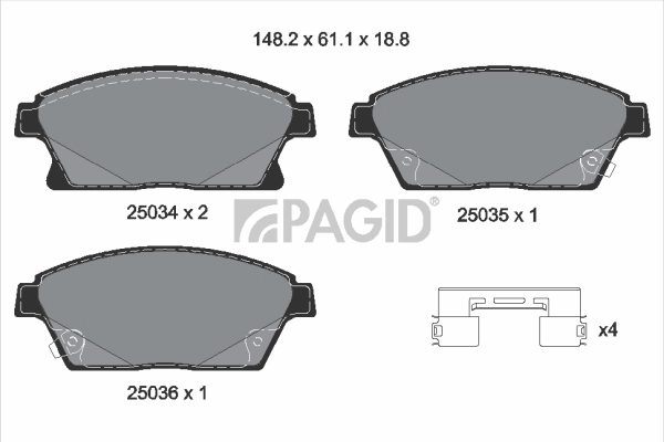 Kit de plaquettes de frein, frein à disque PAGID T1959