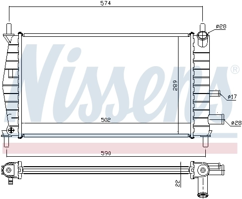 Radiateur, refroidissement du moteur NISSENS 62085A