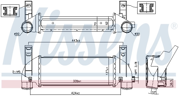 Intercooler, échangeur NISSENS 96219