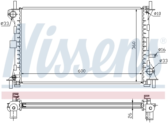 Radiateur, refroidissement du moteur NISSENS 62052