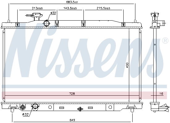 Radiateur, refroidissement du moteur NISSENS 681404