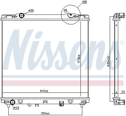 Radiateur, refroidissement du moteur NISSENS 66773