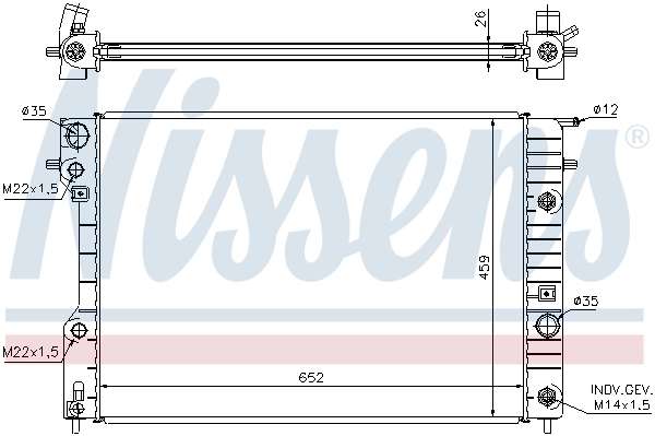 Radiateur, refroidissement du moteur NISSENS 63072A